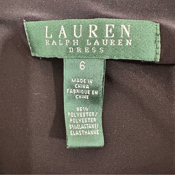 Lauren Ralph Lauren Black Matte Jersey Long Sleeve Faux Wrap Dress - Size 6 - Picture 8 of 12